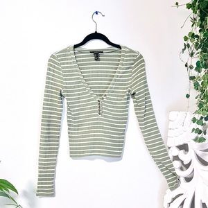 {Forever 21} Cropped Long-Sleeve Henley Top